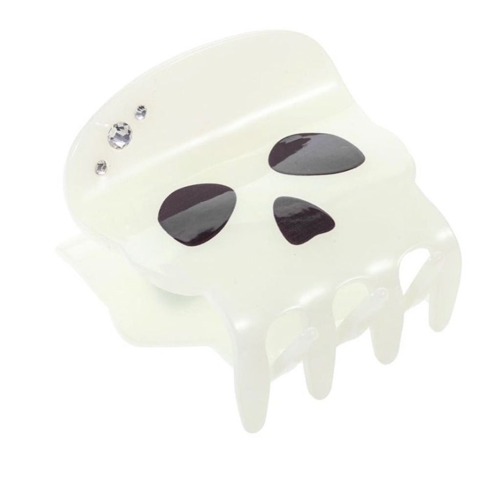 Skull Hair Claw Clip White Rhinestone Gothic Spooky Edgy New
